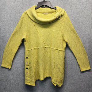 Soft Surroundings Yellow Tunic Top Large Asymmetric Artsy Art To Wear Cowl Neck